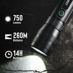 Linterna Táctica COAST G55 | 750 Lúmenes, Enfoque Ajustable y Batería "Dual Power"